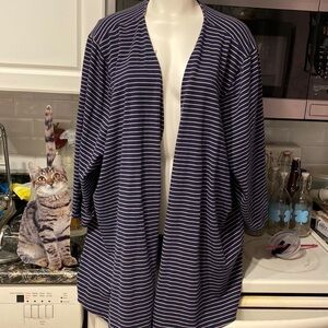 A womens Catherine’s 3/4 sleeve stretch worn open plus size cardigan size 5X